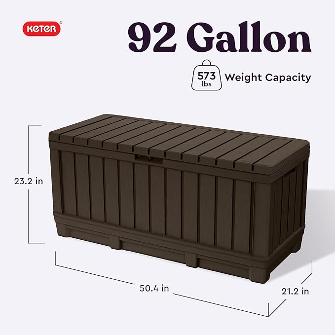 Keter Kentwood 92 Gallon Resin Deck Box-Organization and Storage - Image 2