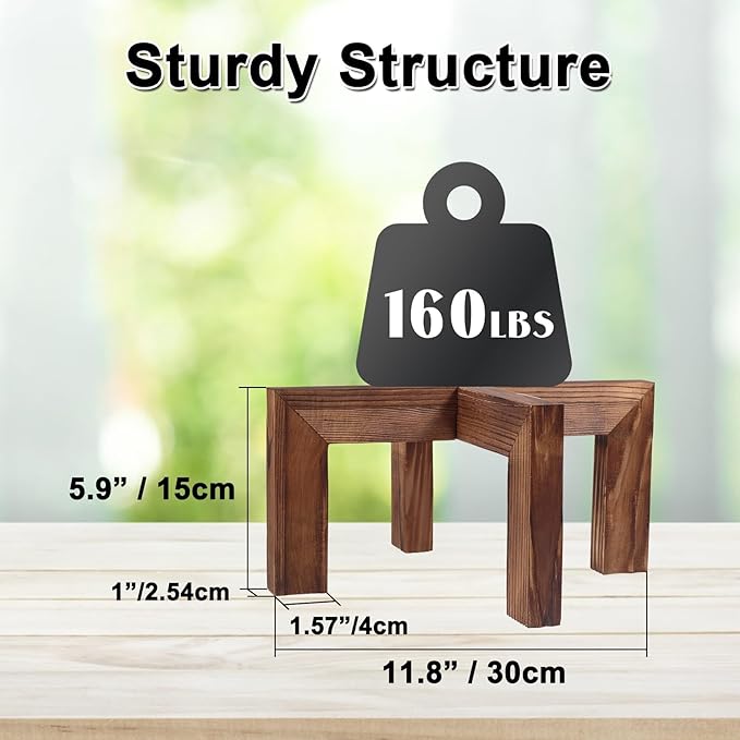 Plant Stand, Indoor/Outdoor Wood Plant Holder, Single Flower Pot Stand - Image 3