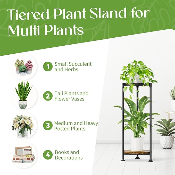 iDavosic.ly 2 Tier Corner Plant Stand Indoor, 30 Inch Tall Vertical Metal - Image 7