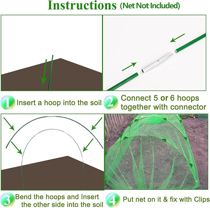 Greenhouse Hoops Grow Tunnel 6 Sets of 8FT Long Garden Hoops, Rust-Free - Image 5