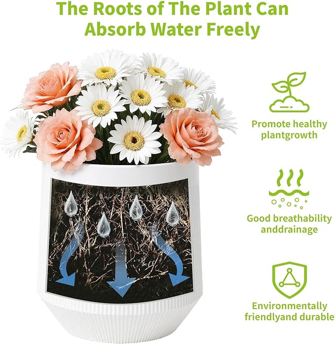Plant Pots，Set of 3 Plastic Pots - Image 4