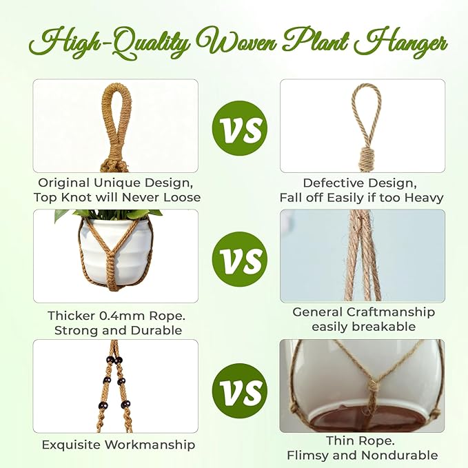Macrame Plant Hanger, Wood Beads Cotton Hanging Planter Holder - Image 4