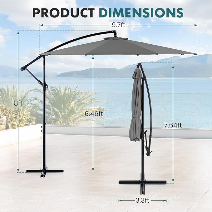 OLIXIS Offset Patio Umbrella, 9.7FT Cantilever Table Umbrellas - Image 5