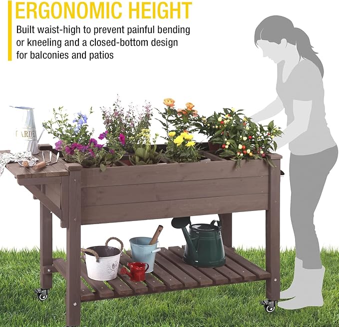 Aivituvin Raised Garden Bed on Wheels, Elevated Plant Boxes Outdoor Large - Image 5
