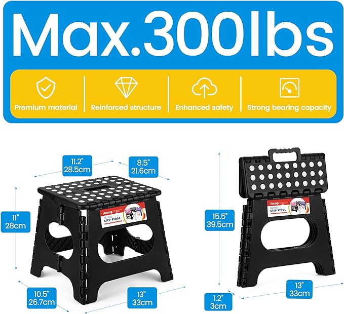 ACSTEP Folding Step Stool 11 Inch, Sturdy Plastic Foldable Step Stool - Image 4
