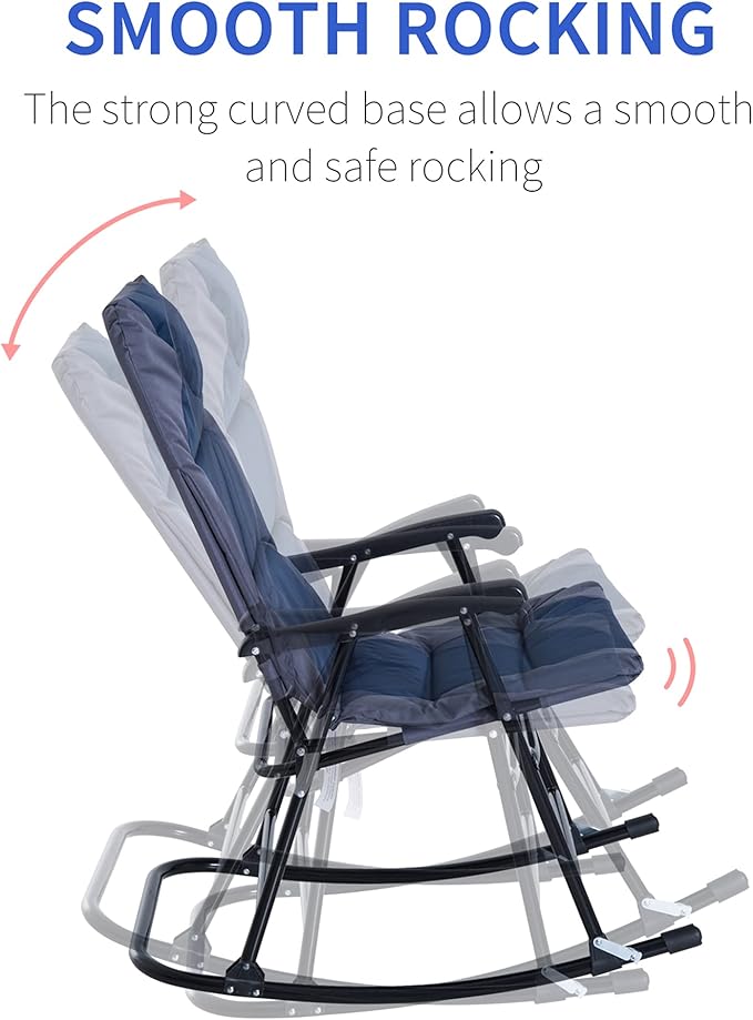 Outsunny Oversized Folding Rocking Camping Chair Set of 2, Padded Outdoor - Image 8
