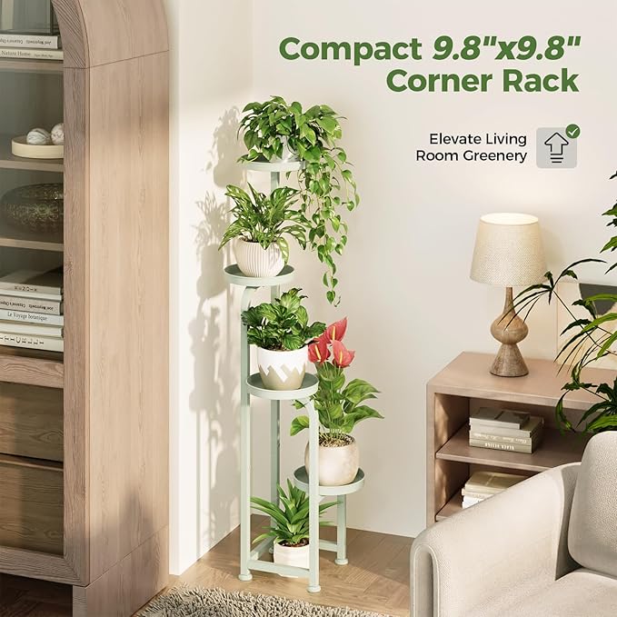 Bamworld Corner Plant Stand Indoor Outdoor, Tall Metal Flower Pot Stands - Image 4