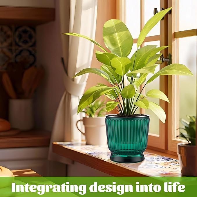 Set of 6 Self Watering Plant Pot 3 Sizes Plastic Double Layer Self Watering - Image 5