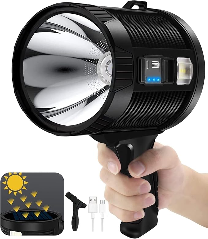 Spotlight 1000000 Lumens, 6 Modes Led Rechargeable Spotlight Flashlight As Seen by JSKNB