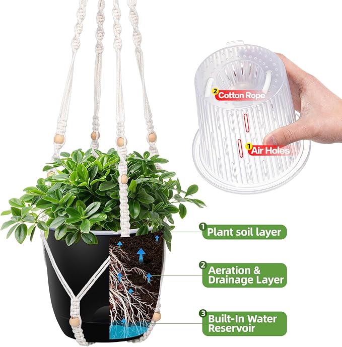 2-Pack 5.7-Inch Self-Watering Hanging Planters - Image 4