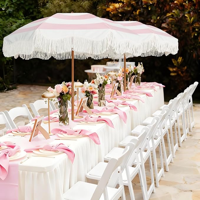 AMMSUN Boho Fringe Umbrella Outdoor Patio, 6.5ft UPF50+ Picnic Umbrella - Image 7
