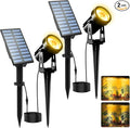 T-SUNUS Christmas Solar Landscape Spotlights 2 Pack Warm White 3000K, IP65 by T-SUNUSLighting