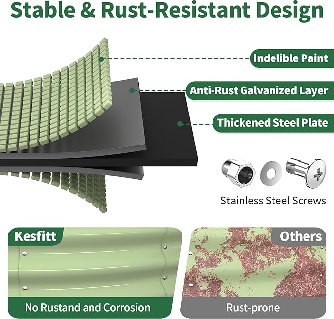 Kesfitt Round Raised Garden Bed, Open-Bottom Design, 12-Inch Deep Outdoor - Image 2