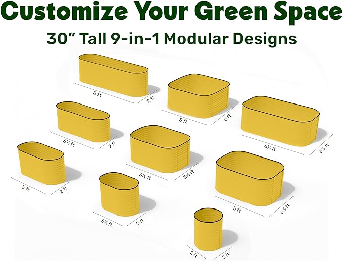 9-in-1 Galvanized Raised Garden Beds Outdoor // 8×2×2.5 ft Modular Planter - Image 2