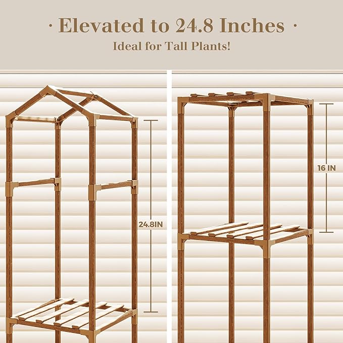 Bamworld Tall Plant Stand Indoor Outdoor Corner Plant Shelf Hanging Plant - Image 5