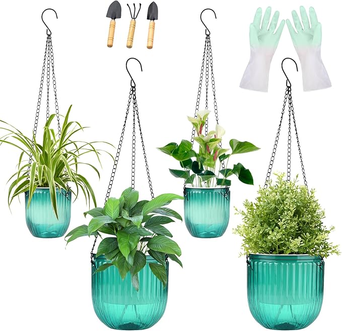 4 Pack Self Watering Hanging Planters by Unknown