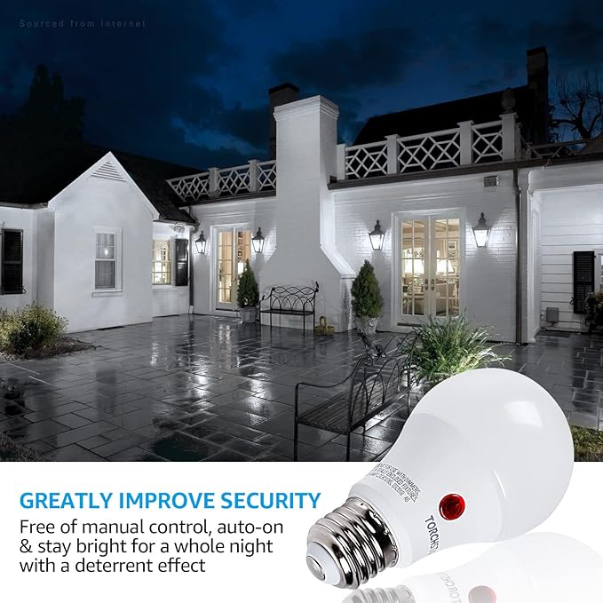 TORCHSTAR Dusk to Dawn Light Bulbs Outdoor, Sensor A19 LED Light Bulb, Auto - Image 5