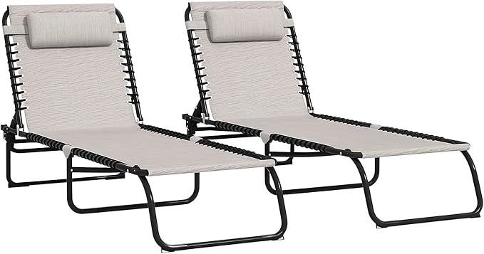 Outsunny Folding Chaise Lounge Chair Set of 2, Patio Sun Tanning Chair by Outsunny