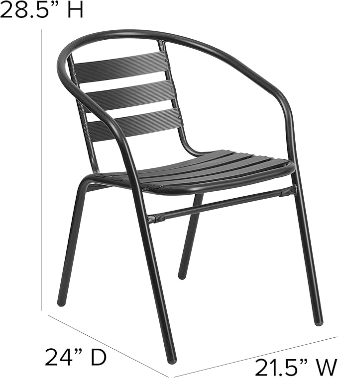 Flash Furniture Aluminum Slat Back Stacking Outdoor Restaurant Chairs, Modern - Image 3