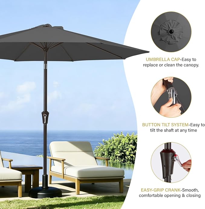 MEWAY 9ft Patio Umbrella Outdoor Table Umbrellas - Image 6