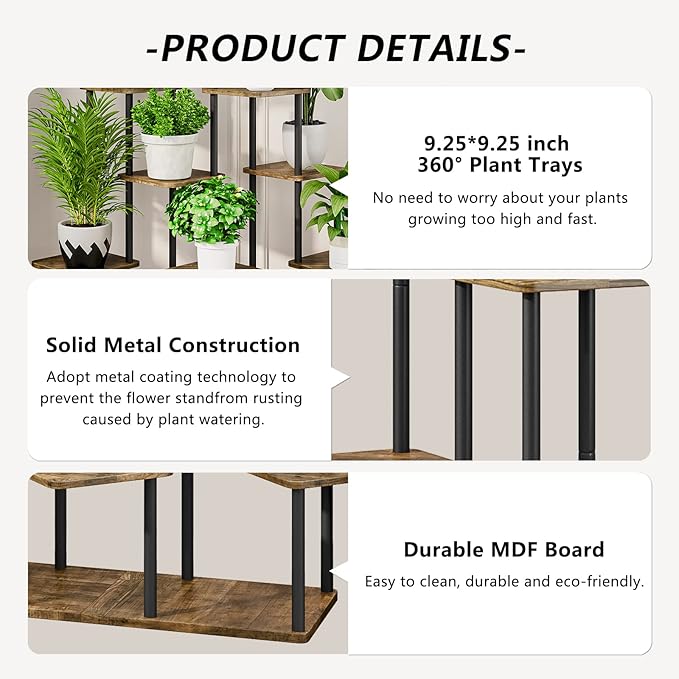 AZERPIAN Plant Stand 9 Tier Indoor Metal Flower Shelf - Image 5