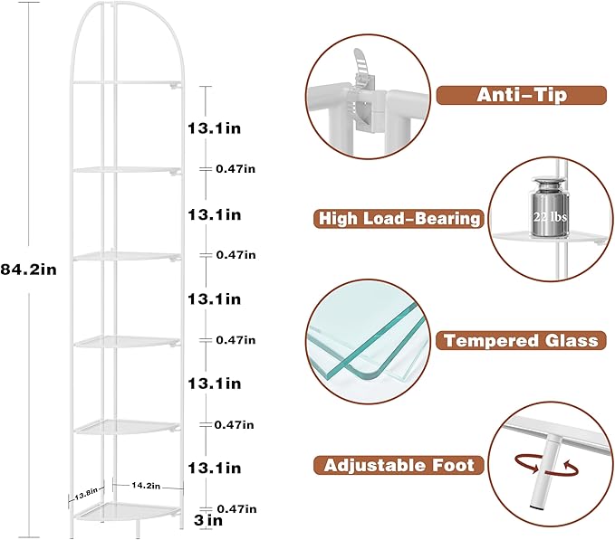 Crofy Foldable 6 Tier Corner Shelf, Metal Corner Plant Stand - Image 3