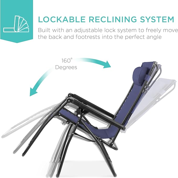 Best Choice Products Folding Zero Gravity Outdoor Recliner Patio Lounge Chair - Image 4