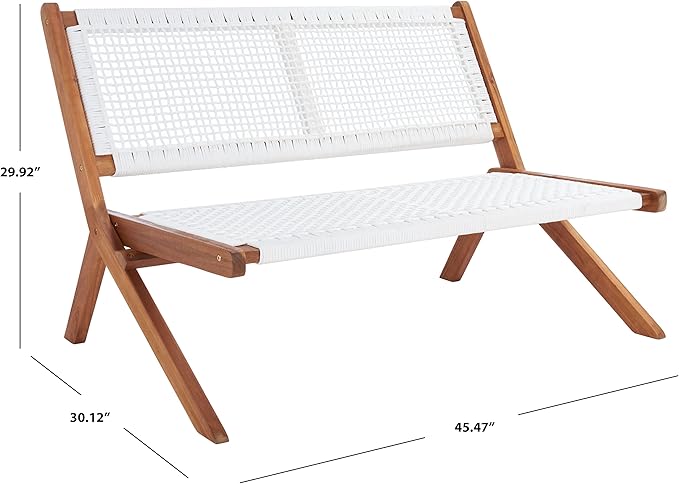 SAFAVIEH Outdoor Collection Kobina Natural Acacia Wood/White Rope Foldable Bench - Image 3