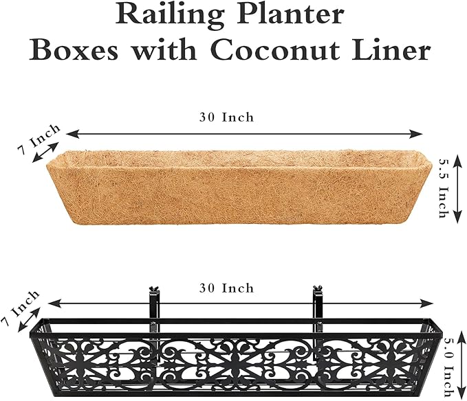 4 Pack 30 Inch Window Boxes Planters Railing Planter Box - Image 5