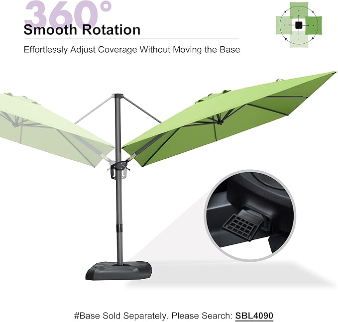 PURPLE LEAF 9 Feet Patio Umbrella Outdoor Cantilever Square Umbrella Aluminum - Image 7