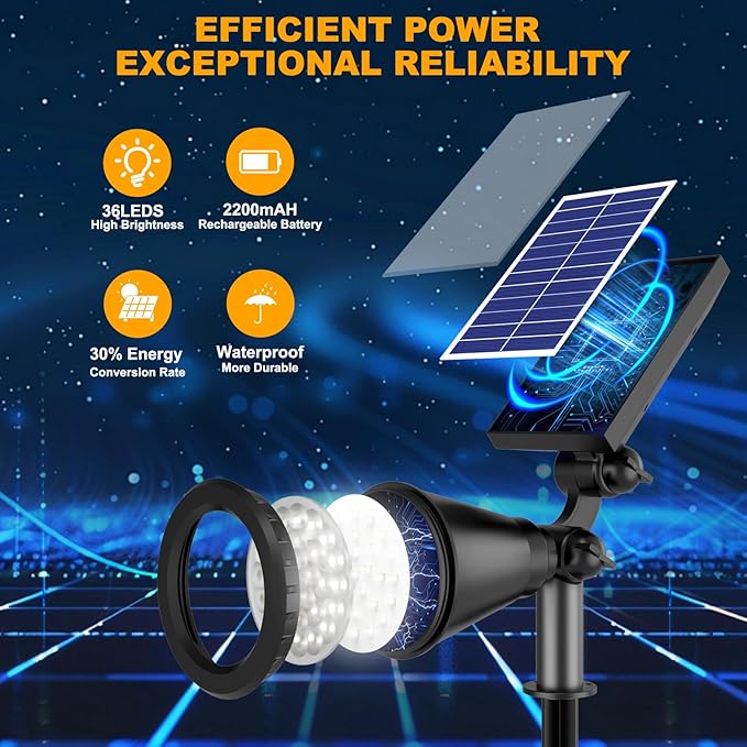 Solar Spot Lights Outdoor, Color Changing Spot Lights Outdoor 36 LEDs, - Image 5
