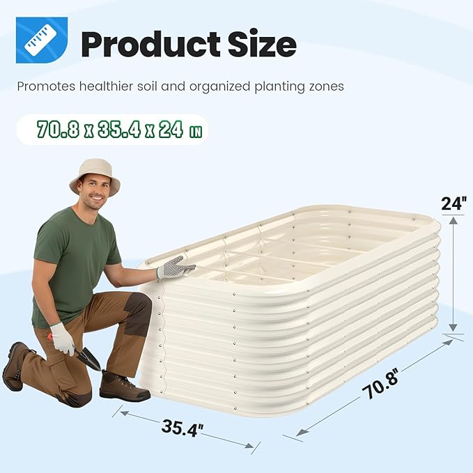Quictent Galvanized Raised Garden Bed Kit, Strengthened by Crossbar - Image 6