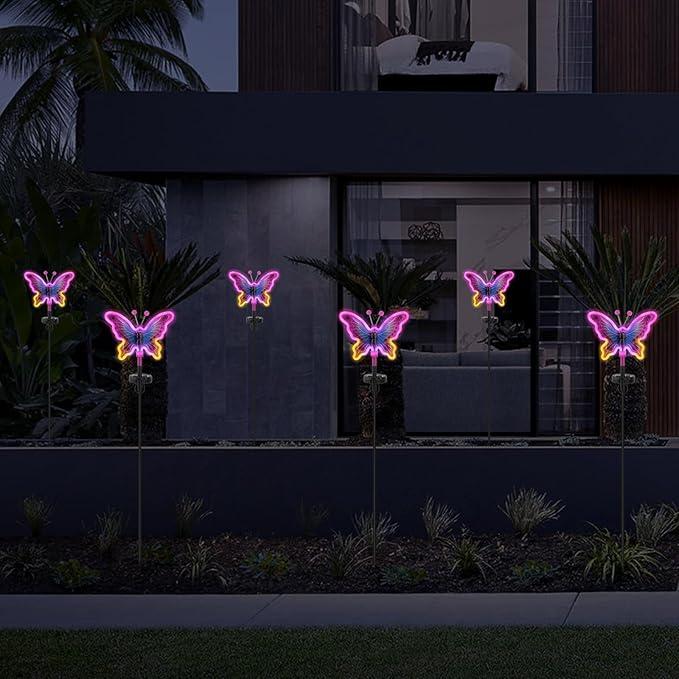 Butterfly Solar Lights, Solar Butterfly Outdoor Light, Garden Decor, Neon - Image 8
