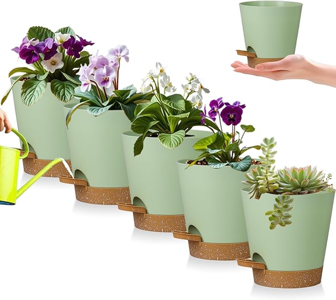 5 Pack 5 inch Self-Watering Pots, African Violets Planter by zople