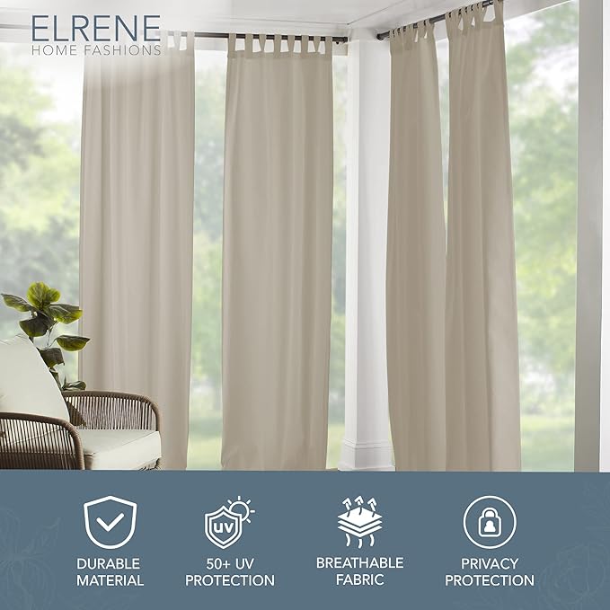 Elrene Home Fashions Matine Weatherproof Tab-Top Indoor/Outdoor Solid Color - Image 2