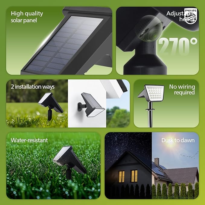 Philips 2 Packs Solar Spot Lights Outdoor Waterproof, 28 LED 7500K Solar - Image 2