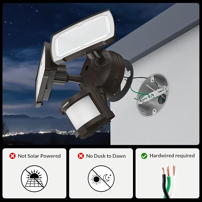 LEPOWER 30W LED Security Lights Motion Sensor Light Outdoor, 3200LM Motion - Image 2