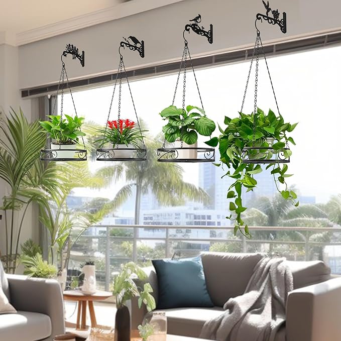 2-Pack Aesthetic Plant Hangers Outdoor and Indoor – 10 Inch Metal Hanging Plant - Image 9