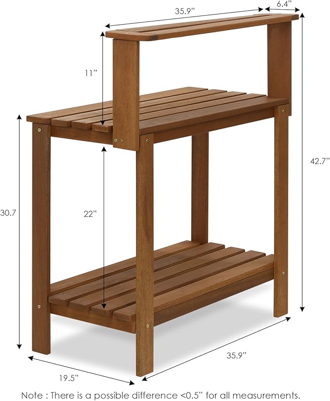 Furinno FG17478 Tioman Outdoor Patio Furniture Hardwood Potting Bench - Image 3
