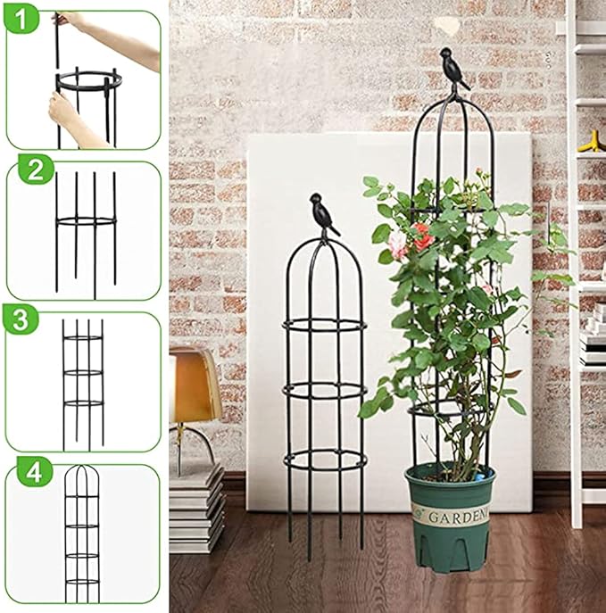 6ft Garden Obelisk Trellis for Climbing Plants-Rustproof Metal Pipe - Image 9
