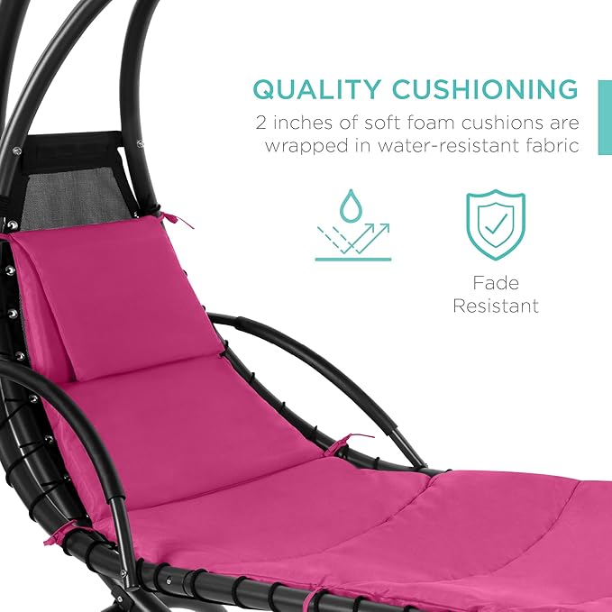 Best Choice Products Outdoor Hanging Curved Steel Chaise Lounge Chair Swing - Image 5
