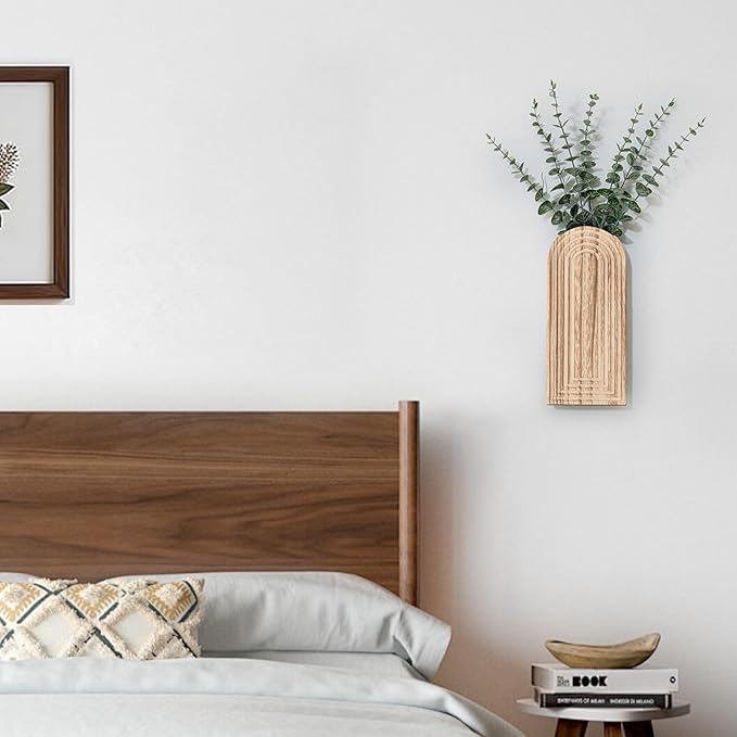 Wooden Wall Planter Vase Set of 2, Boho Hanging Planter - Image 6