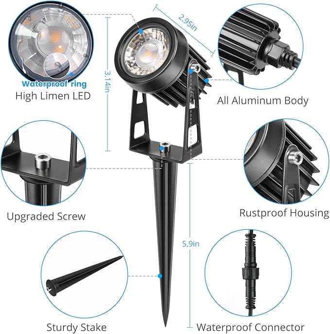 Plug and Play Low Voltage Landscape Lighting Kit, Warm White Waterproof Outdoor - Image 8