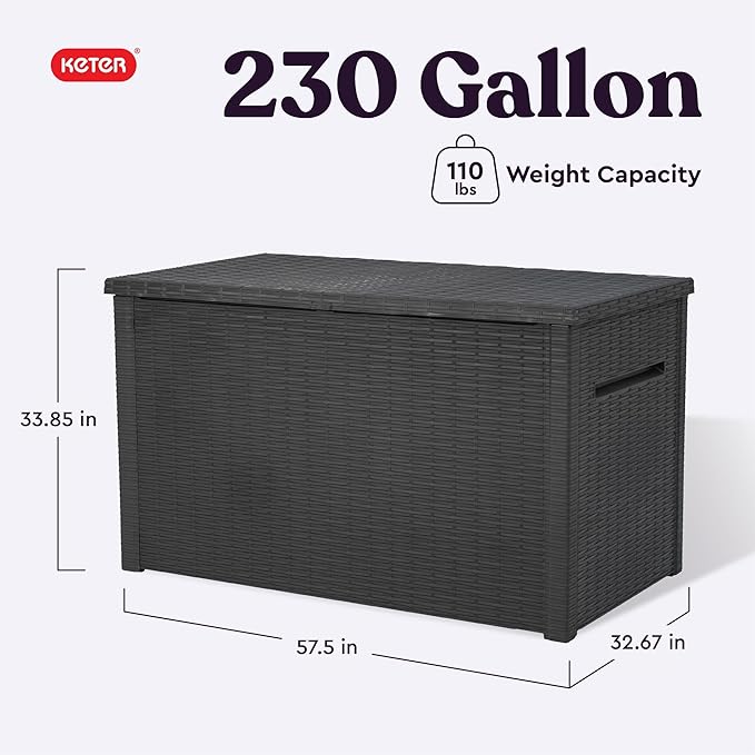 Keter Java XXL 230 Gallon Resin Rattan Look Large Outdoor Storage Deck Box - Image 2