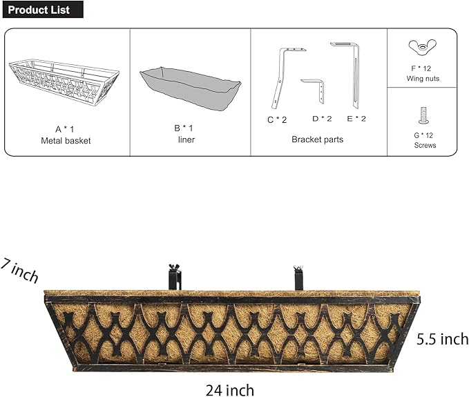 4 Pack 24 Inch Window Boxes Planters Railing Planter Box - Image 7