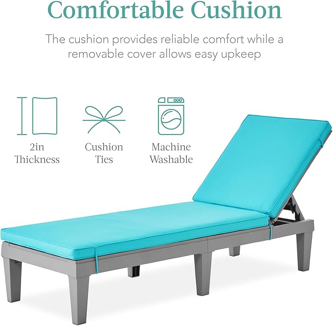 Best Choice Products Outdoor Lounge Chair, Resin Patio Chaise Lounger - Image 5