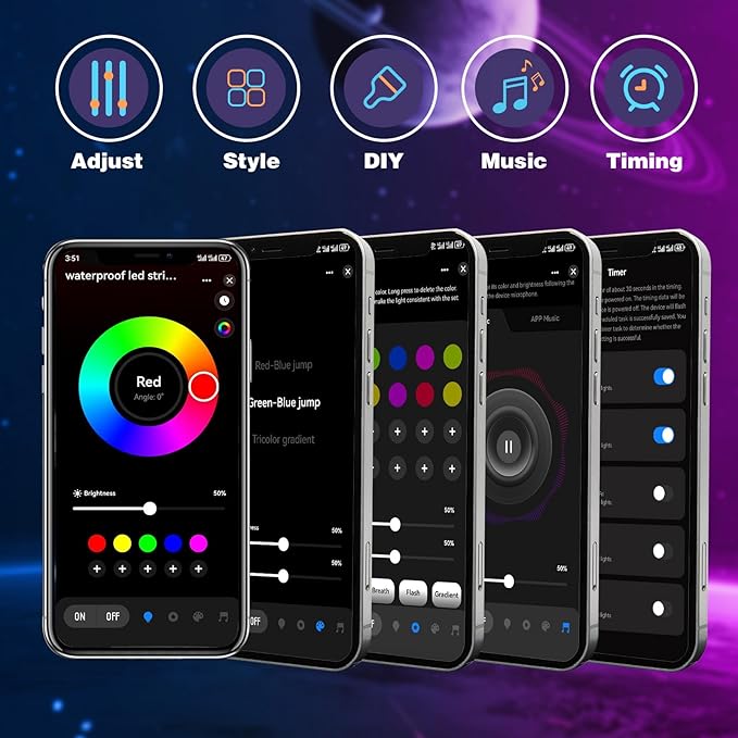 KSIPZE 100ft Outdoor led Strip Lights Waterproof IP68, RGB Outdoor led Lights - Image 5