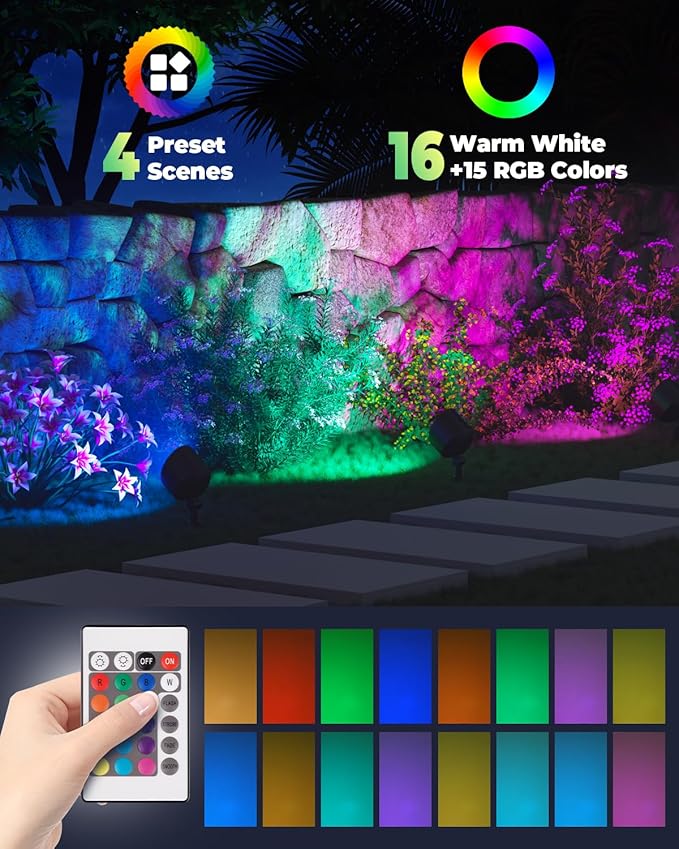 RGB PAR36 LED Light Bulb Color Changing, Warm White+15 Colors Choices on Remote - Image 3