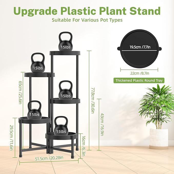 iDavosic.ly 5 Tier Folding Plant Stand Indoor Outdoor - Image 5