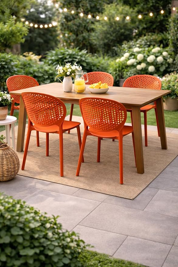 2xhome Patio Dining Chair | Modern Stackable Outdoor Pool Side Chair | Weather - Image 2